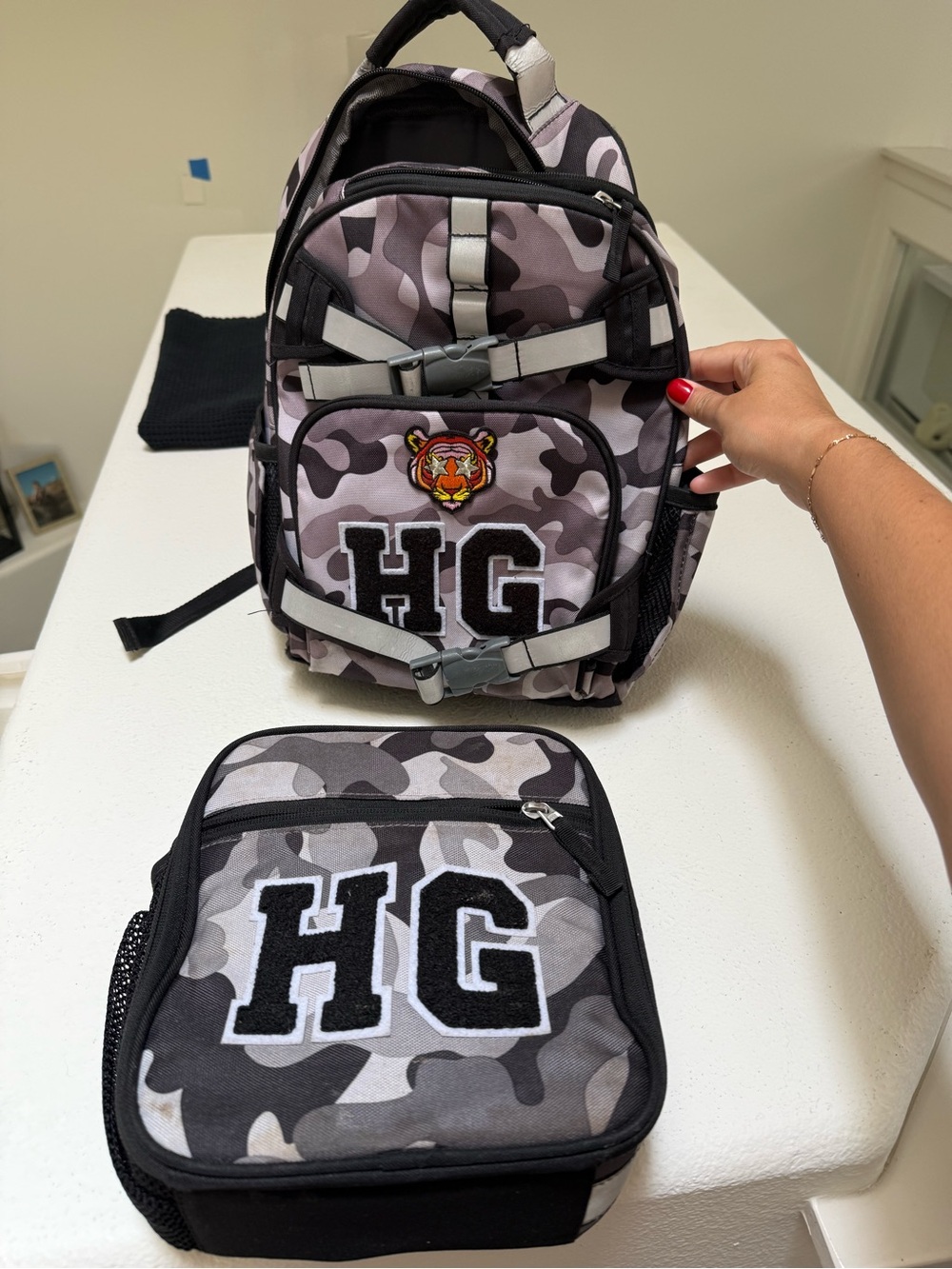 Pottery Barn Kids Gray Camo HG Backpack & Lunch Box